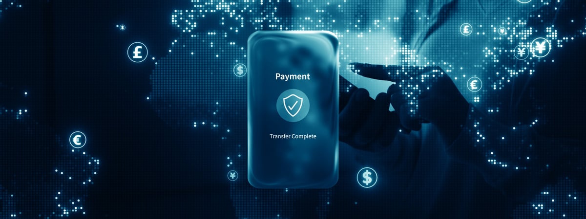 Secure Digital Payment Transfer Concept with smartphone and global network
