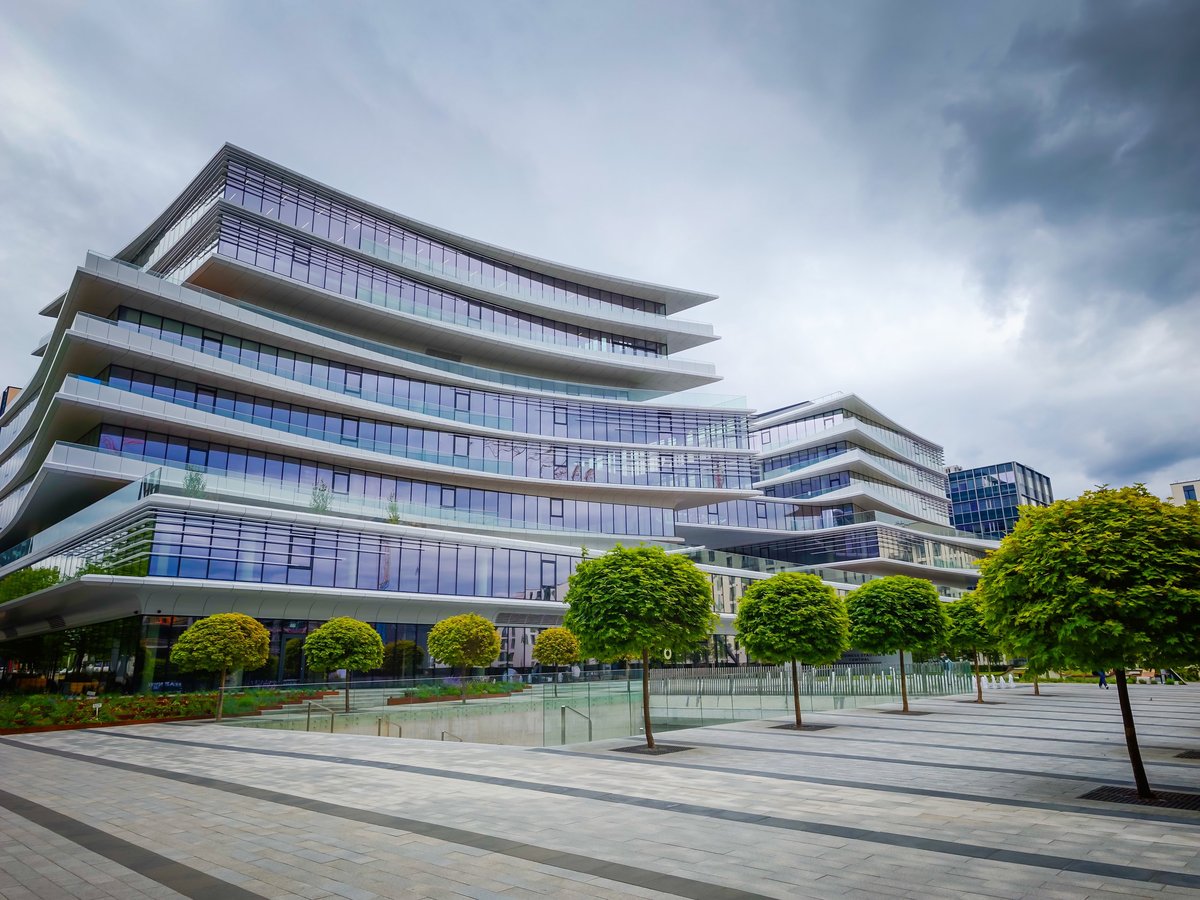 Business Stadium Central by Hanner and Zaha Hadid Architects in Vilnius, modern office architecture and iconic business district landmark in Lithuania